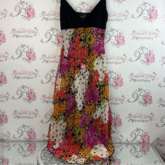 Scarlett dress flowers braided straps Black and Multicolor Floral Maxi Dress - Picture 3 of 13